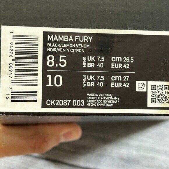 Nike Mamba Fury Kobe Bryant Low Top Sneakers CK2087 003 Black,Lemon Venom Sz.8.5 - Picture 8 of 8